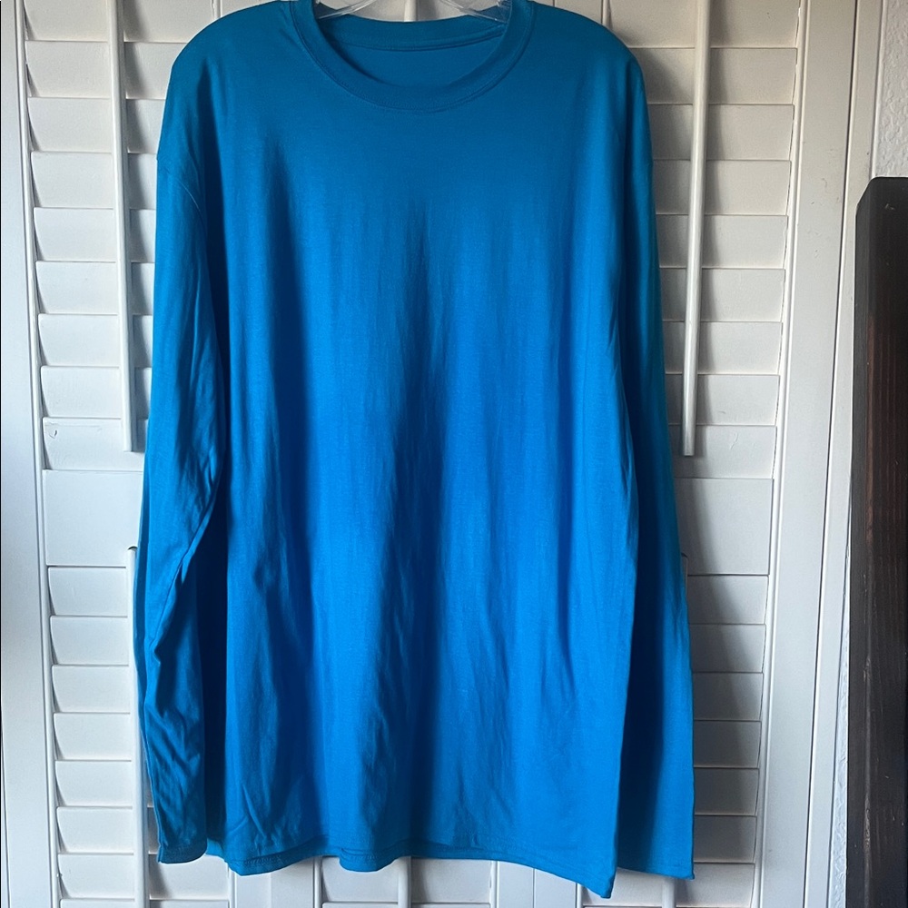 Vibrant Men’s Deep Turquoise Blue Long Sleeve T-Shirt 💫🤩 100% Cotton